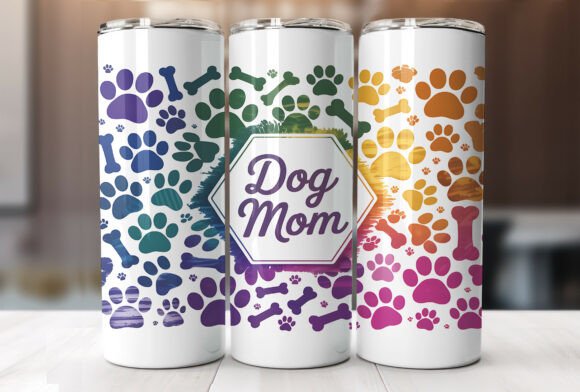 20oz Dog Mom Tumbler Wrap Design